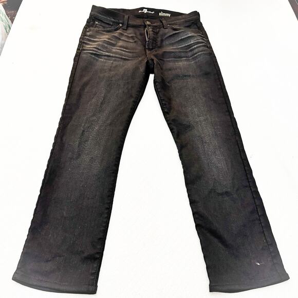7 For All Mankind Men's Slimmy Stretch Black Denim Jeans Size 32 - Picture 2 of 8